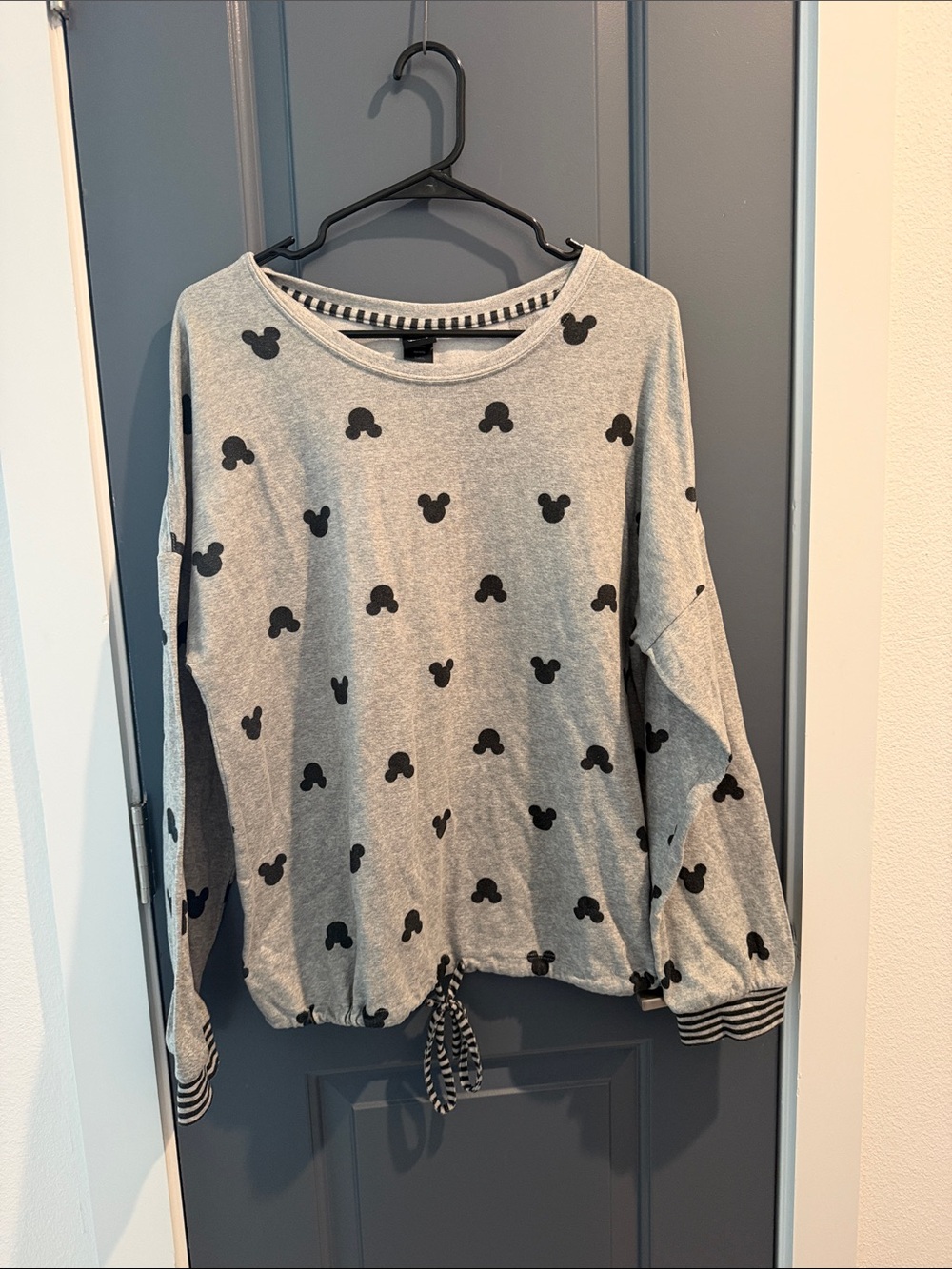 Disney Gray Sweatshirt with Black Mickey Head Print